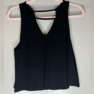 Forever 21 Black Crop Cut Out Flowy Tank Top